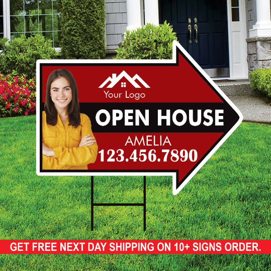 Custom Open House Arrow Yard Sign