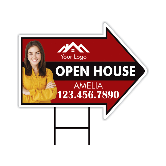 Custom Open House Arrow Yard Sign