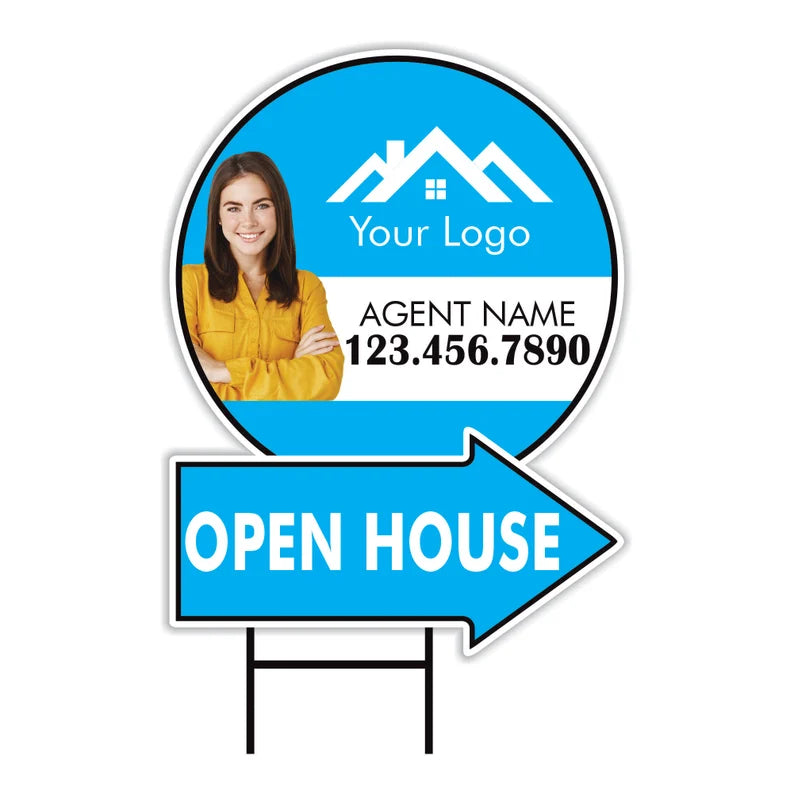 Custom Open House Arrow Yard Sign