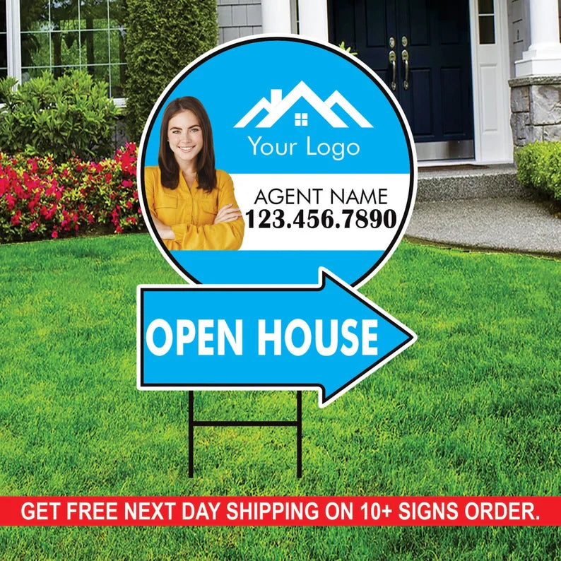 Custom Open House Arrow Yard Sign