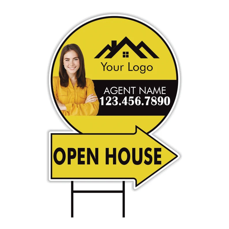 Custom Open House Arrow Yard Sign