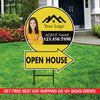 Custom Open House Arrow Yard Sign