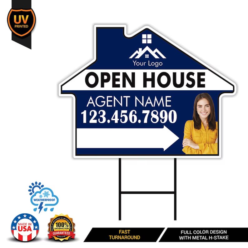 10 Pack Custom Open House Arrow Yard Sign