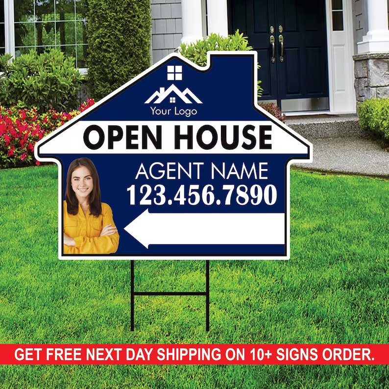 10 Pack Custom Open House Arrow Yard Sign