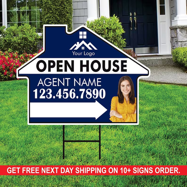 10 Pack Custom Open House Arrow Yard Sign